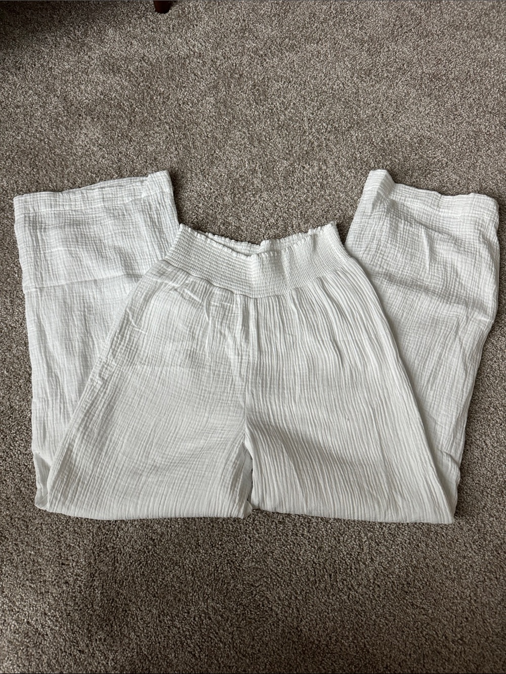 White linen Wide-Leg Pants